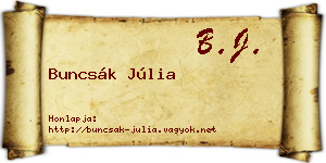 Buncsák Júlia névjegykártya
