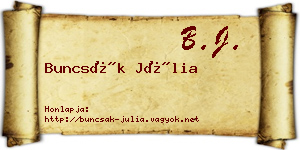 Buncsák Júlia névjegykártya